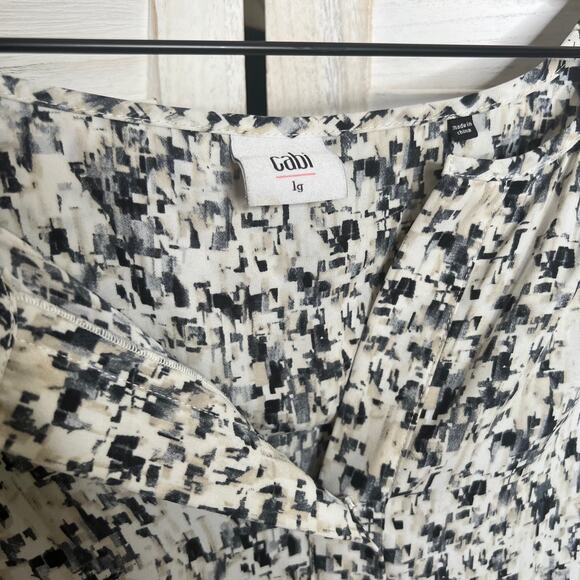 CABI STYLE 3094 Women's L Shatter Long Sleeve Blouse Popover Top Neutral Career - Picture 10 of 13